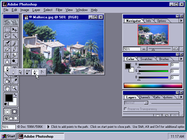 Adobe Photoshop 4.0 for Mac Workspace (1996)